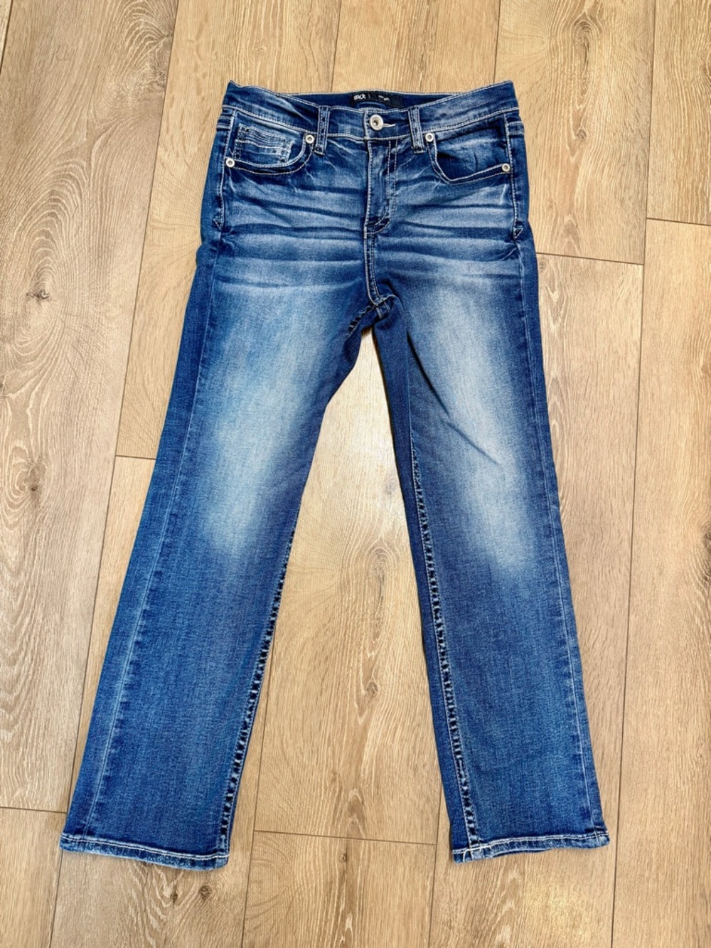 BKE Boys Hudson Blue Washed Straight Jeans size 12 adjustable waist
